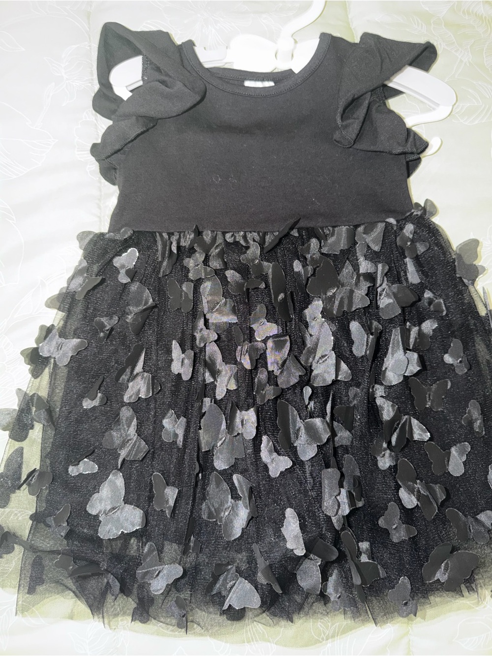 Girls Black Butterfly Tulle Dress